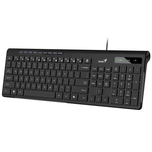 Klávesnice Genius Slimstar 230 II, drátová, copilot, USB, CZ+SK layout černá

