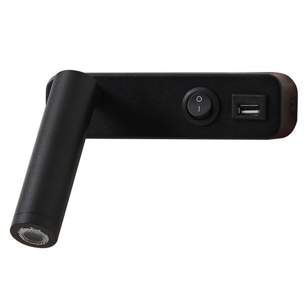 Nástěnné svítidlo IMMAX GOAL LED, vypínač, USB, 3W černé

