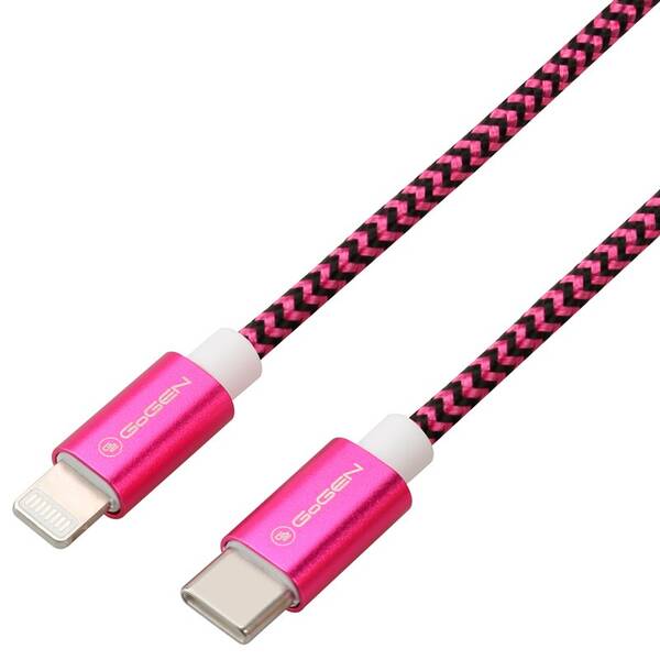 Kabel GoGEN USB-C / Lightning, 1m, opletený fialový

