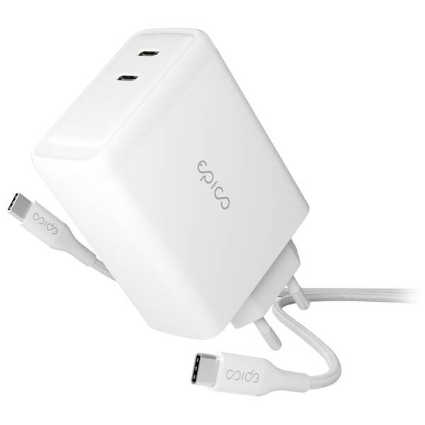 Nabíječka do sítě Epico 100W GaN USB-C / USB-C + kabel USB-C, 2m bílá

