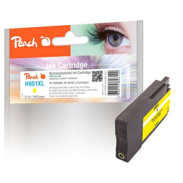 Inkoustová náplň Peach HP 951, 1930 stran žlutá

