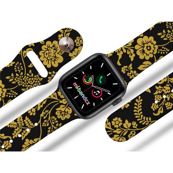 Řemínek Mi-Band na Apple Watch 42/44/45/49 mm - motiv Baroko, černý 

