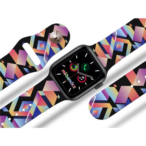 Řemínek Mi-Band na Apple Watch 42/44/45/49 mm - motiv Indiánský vzor, černý 

