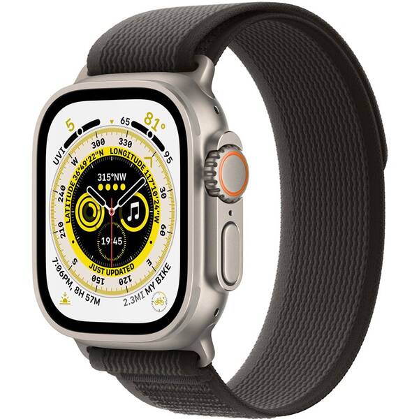 Chytré hodinky Apple GPS + Cellular, 49mm pouzdro z titanu - černo-šedý trailový tah - S/M 

