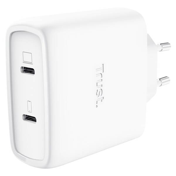Nabíječka do sítě Trust MAXO 65W 2-Port GaN, USB-C bílý

