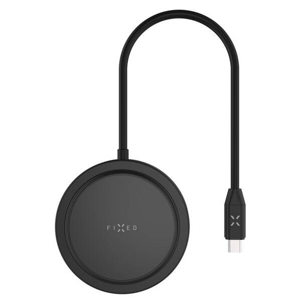 USB Hub FIXED MagHUB, 7-portový, s bezdrátovým nabíjením černý

