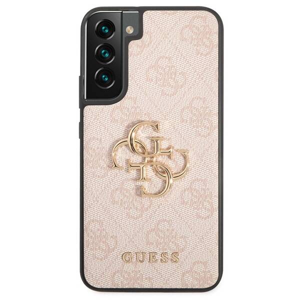 Kryt na mobil Guess 4G Metal Logo na Samsung Galaxy S22+ růžový

