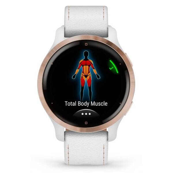 GPS hodinky Garmin Venu 2S - ZÁNOVNÍ - 12 měsíců záruka - Rose Gold/White Leather Band 

