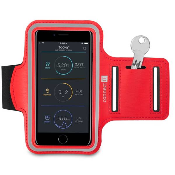 Pouzdro na mobil sportovní Connect IT na ruku na velikost 4,7" červené

