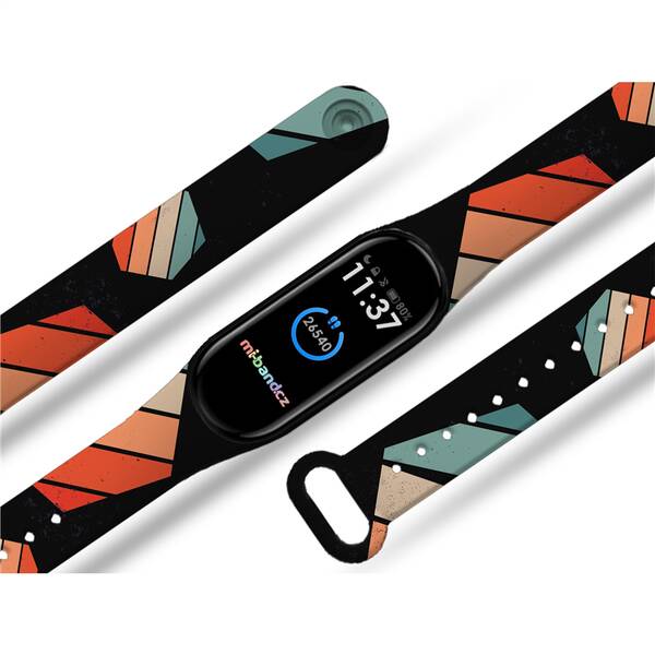 Řemínek Mi-Band na Xiaomi Mi Band 5/6 - motiv Pentagon, černý 

