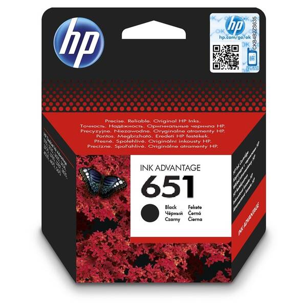 Inkoustová náplň HP 651, 600 stran černá barva
