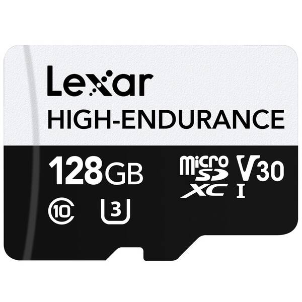 Paměťová karta Lexar High-Endurance microSDXC 128GB UHS-I, (100R/45W) C10 A1 V30 U3 

