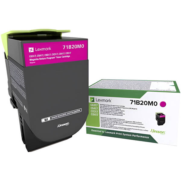 Toner Lexmark 71B20M0, 2300 stran, pro CS417dn/CS317dn/ CX517dn/CX417de/CS517de/CX317dn purpurový

