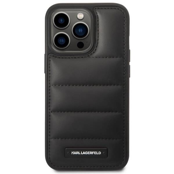 Kryt na mobil Karl Lagerfeld Quilted Puffy Metal Logo na Apple iPhone 14 Pro Max černý

