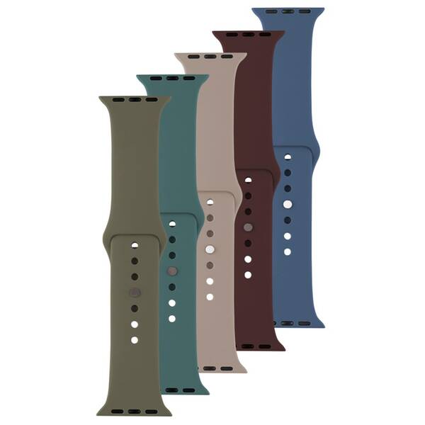 Set řemínků FIXED Silicone Strap na Apple Watch 38/40/41 mm modrý/zelený/béžový/vínový/khaki

