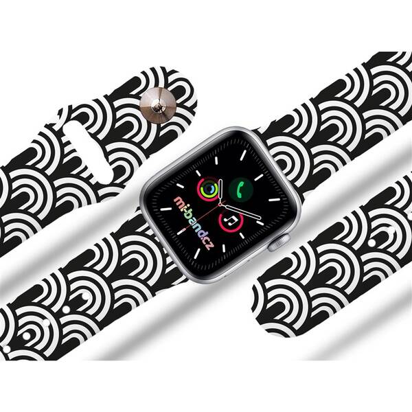 Řemínek Mi-Band na Apple Watch 42/44/45/49 mm - motiv Půlkroužky řemínek, bílý 

