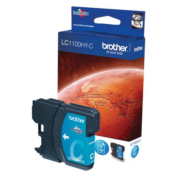 Inkoustová náplň Brother LC-1100HYC, 750 stran azurová

