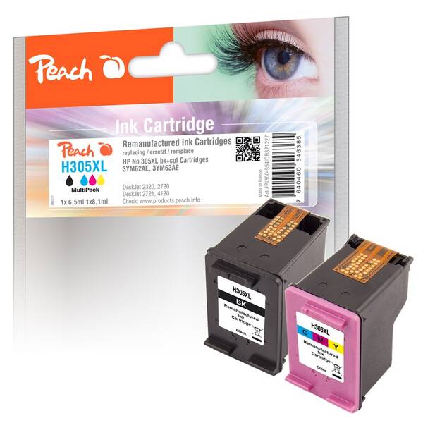 Inkoustová náplň Peach HP 305XL, MultiPac, 2x 240 stran vícebarevná

