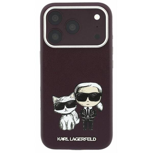 Kryt na mobil Karl Lagerfeld PU Semi Wrap Smooth Sketch Bodies Magsafe na Apple iPhone 18 Pro Max vínový

