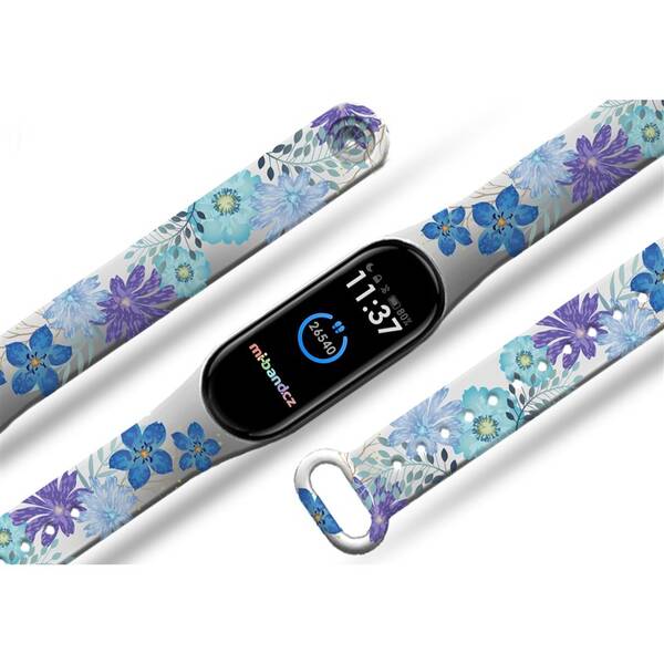 Řemínek Mi-Band na Xiaomi Mi Band 5/6 - motiv Modrá louka, bílý 

