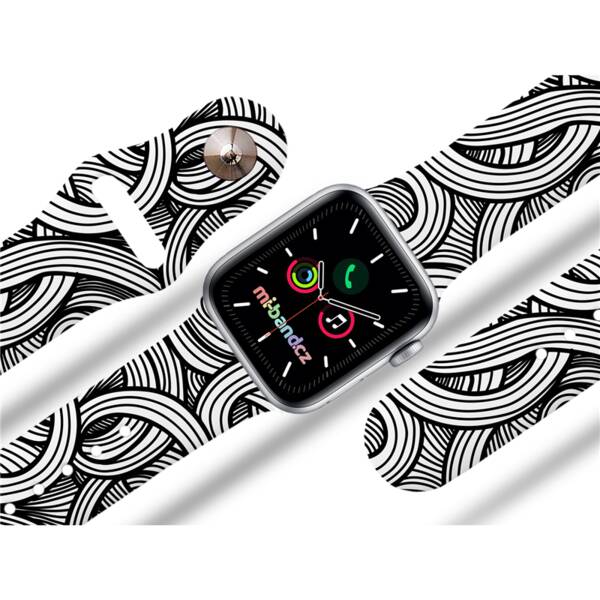 Řemínek Mi-Band na Apple Watch 42/44/45/49 mm - motiv Klubíčka, bílý 

