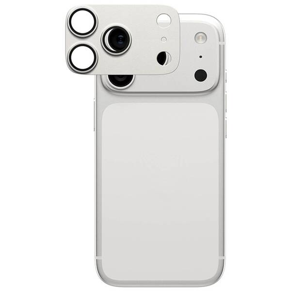 Hliníková ochrana fotoaparátu PanzerGlass FENDER na Apple iPhone 17 Pro stříbrné

