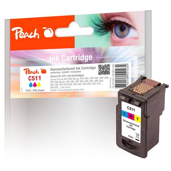 Inkoustová náplň Peach Canon CL511, 385 stran vícebarevná

