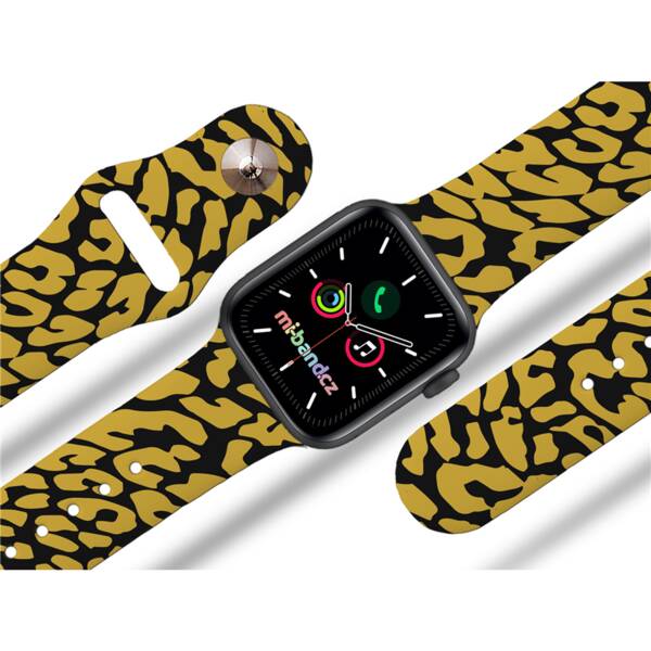 Řemínek Mi-Band na Apple Watch 42/44/45/49 mm - motiv Gepard zlata, černý 

