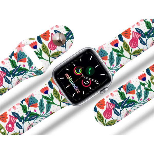 Řemínek Mi-Band na Apple Watch 38/40/41 mm - motiv Džungle, bílý 

