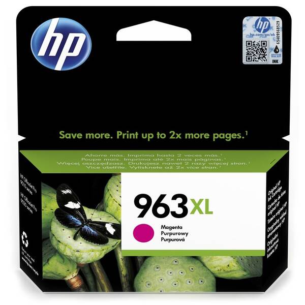 Inkoustová náplň HP 963XL, 1 600 stran purpurová

