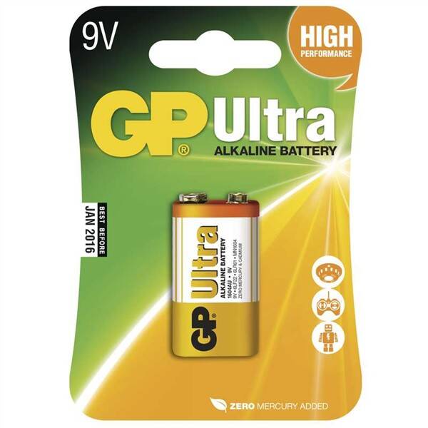 Baterie alkalická GP Ultra 9V, blistr 1 ks 

