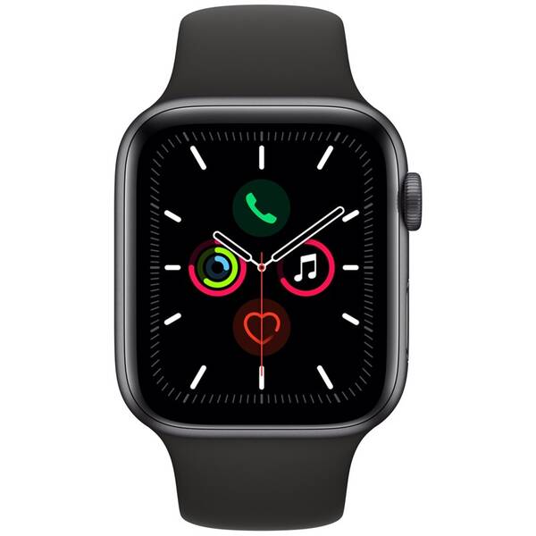 Chytré hodinky Apple GPS 44mm pouzdro z vesmírně šedého hliníku - černý sportovní řemínek 

