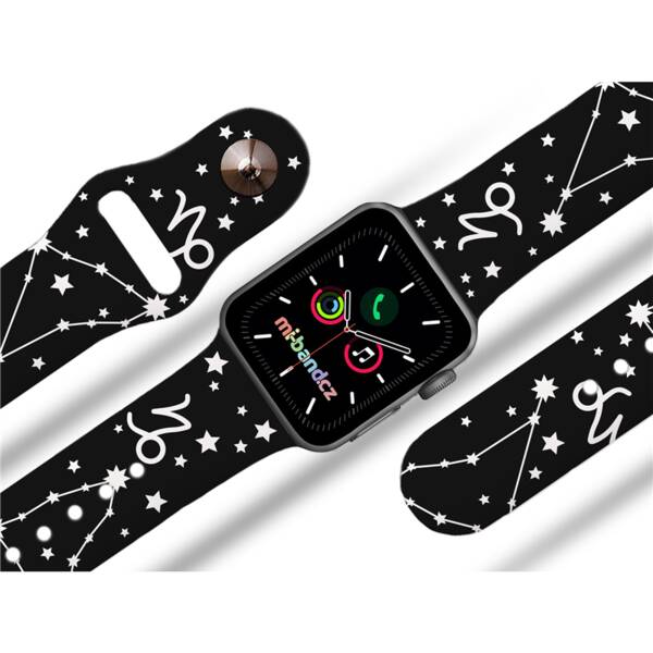 Řemínek Mi-Band na Apple Watch 42/44/45/49 mm - motiv Znamení zvěrokruhu Kozoroh, černý 

