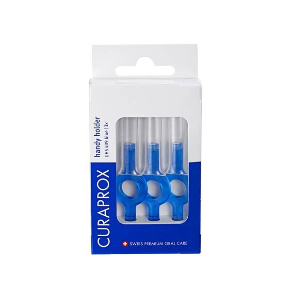 Držáček CURAPROX UHS 409 (3 ks) + krytky modrý

