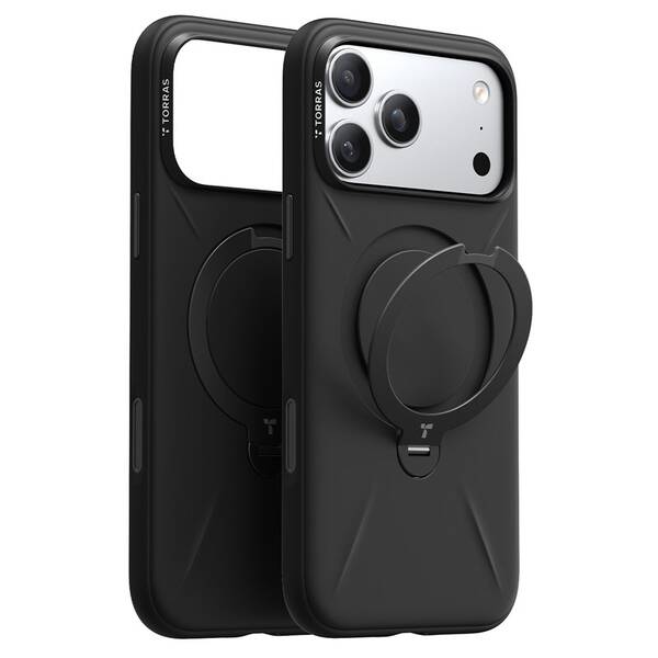 Kryt na mobil Torras Ostand Q3 Silicone na Apple iPhone 17 Pro Max černý

