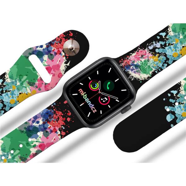 Řemínek Mi-Band na Apple Watch 42/44/45/49 mm - motiv Jelen v abstrakci , černý 

