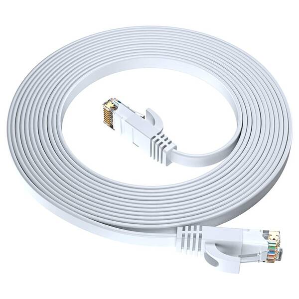 Kabel GoGEN síťový (RJ45), plochý, CAT6, 5m bílá barva
