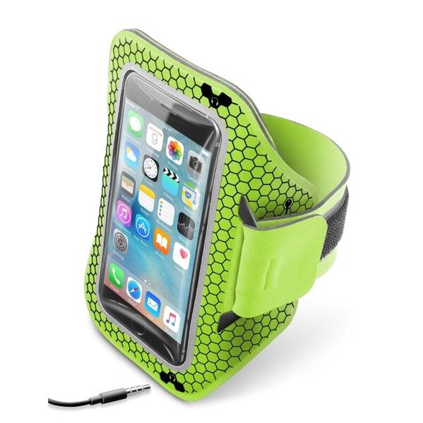 Pouzdro na mobil sportovní CellularLine Armband running, 5,2“ zelené

