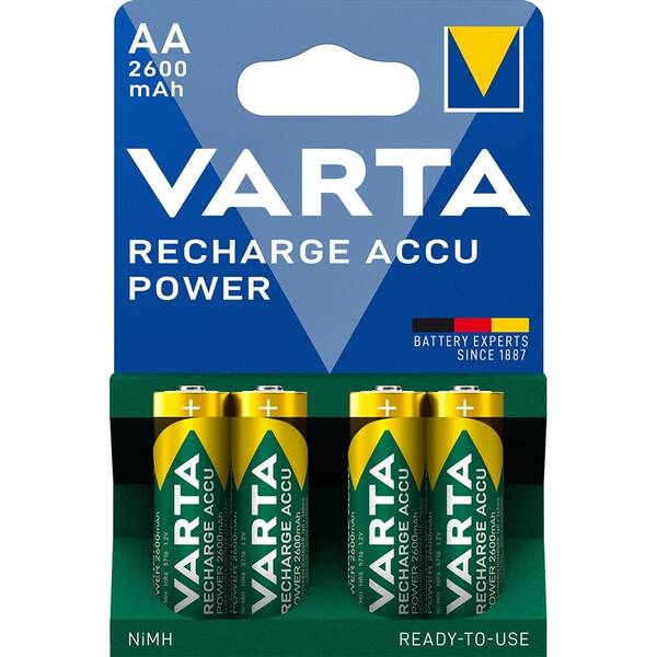 Baterie nabíjecí Varta Power, HR06, AA, 2600mAh, Ni-MH, blistr 4ks 

