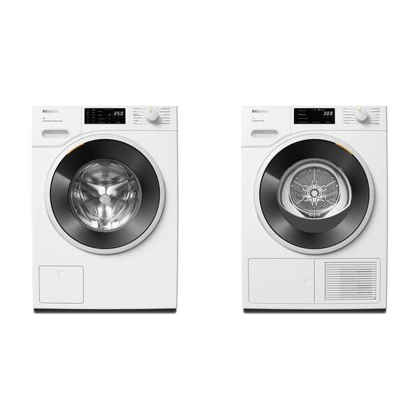 Set výrobků Miele WWD 380 WCS + TWD 640 WP bílá barva
