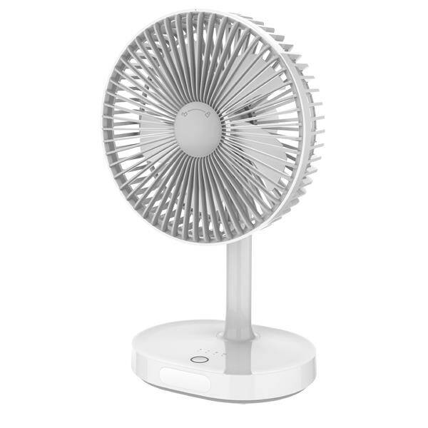 Ventilátor PLATINET nabíjecí, stolní, 3 stupně výkonu, 3000 mAh šedý/bílý

