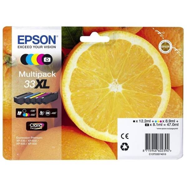 Inkoustová náplň Epson 33XL, 400/530/3x650 stran vícebarevná

