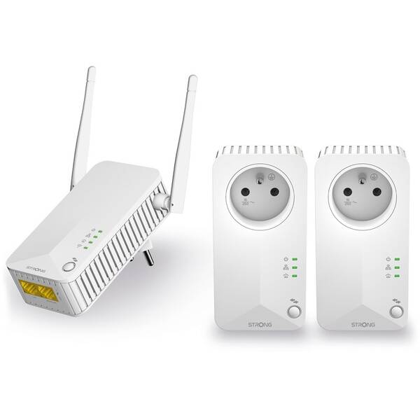 Síťový rozvod LAN po 230V Strong Powerline WF 600 TRI FR, 3ks bílý

