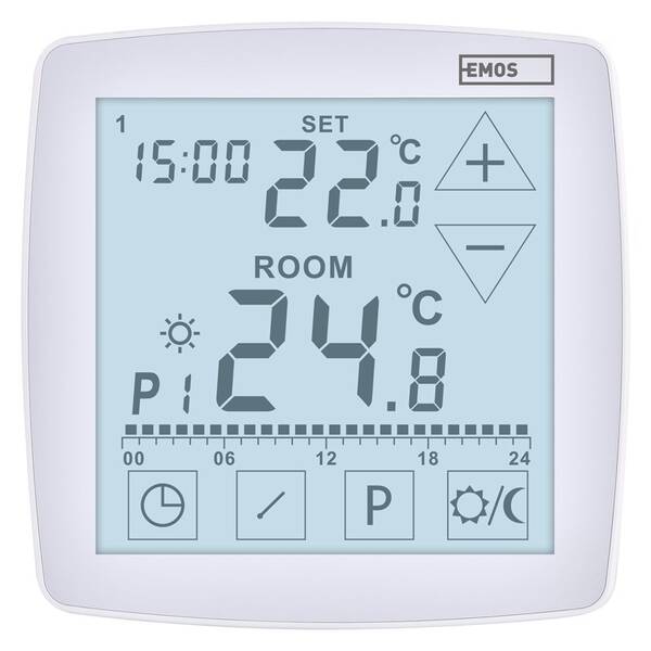 Termostat EMOS OpenTherm, pokojový, programovatelný, drátový bílý

