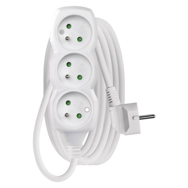 Kabel prodlužovací EMOS 3x zásuvka, 3m bílý

