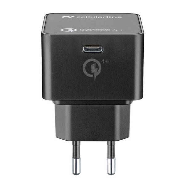 Nabíječka do sítě CellularLine USB-C PD, 30W, QC 4+ černá

