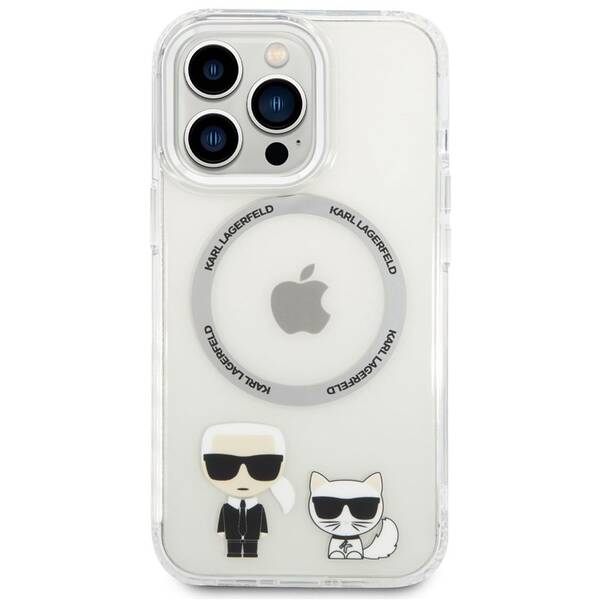 Kryt na mobil Karl Lagerfeld MagSafe Karl and Choupette na Apple iPhone 14 Pro průhledný

