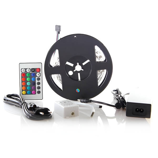 LED pásek Solight RGB, 3m, sada s 12V adaptérem a dálk. ovladačem, 7,2W/m, IP20 

