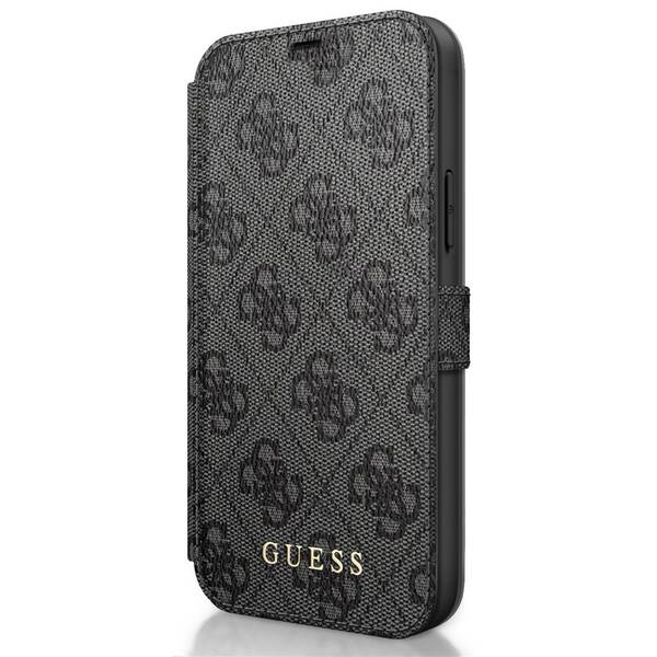 Pouzdro na mobil flipové Guess 4G Book na Apple iPhone 12 mini šedý

