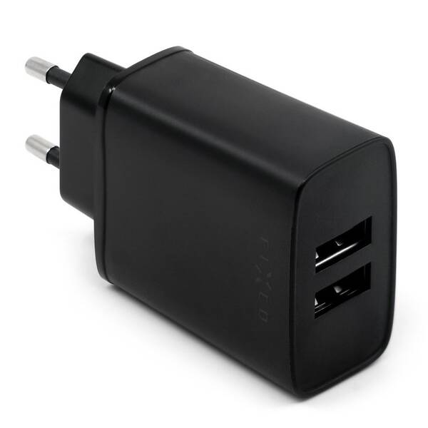 Nabíječka do sítě FIXED 2x USB, 15W Smart Rapid Charge černá

